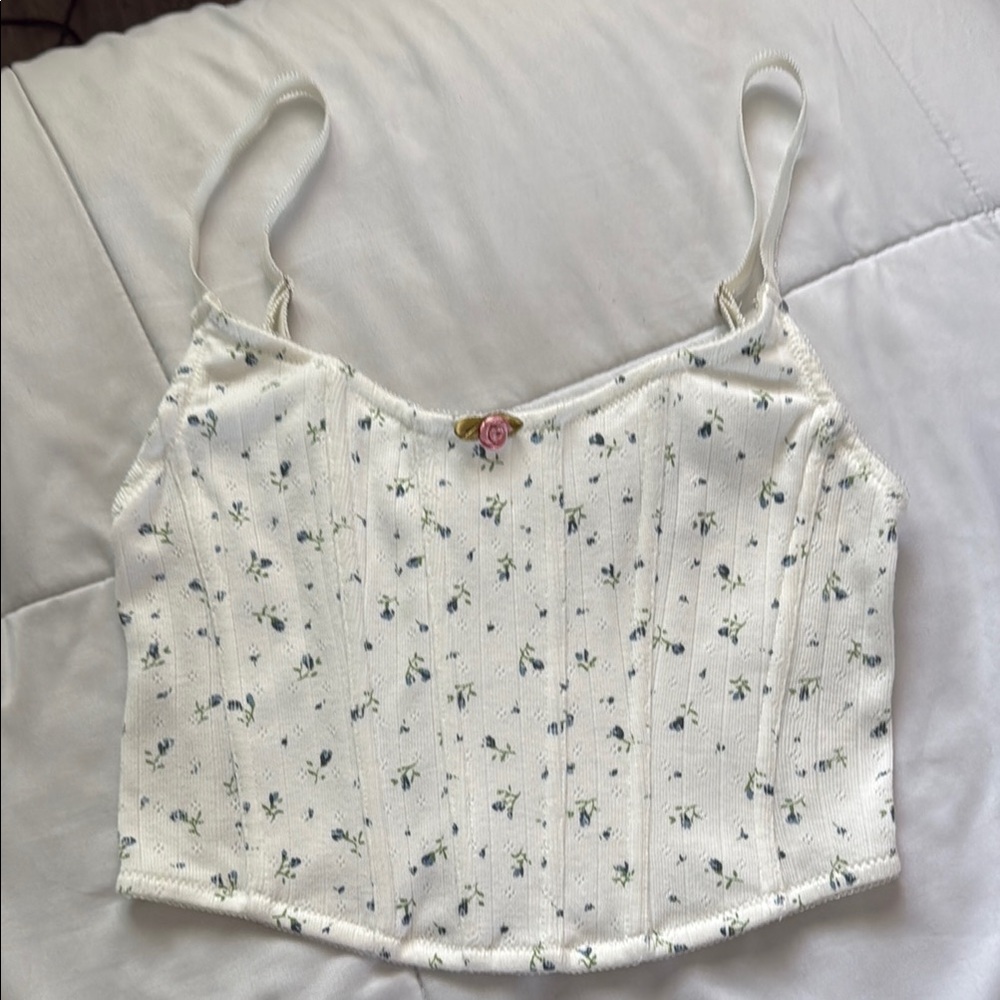 Floral White Crop Top